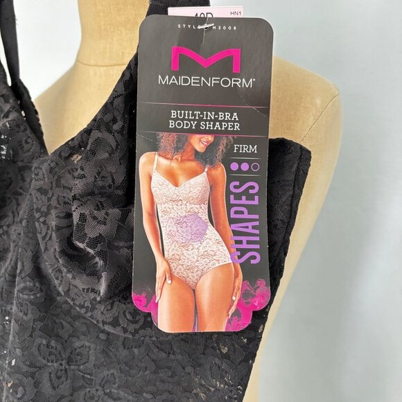 Maidenform Body Shaper Built in Bra Firm Control Lace Black 40D NWT $60 - Picture 2 of 11